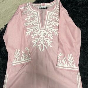 Gretchen Scott blouse, size Small, white and pink